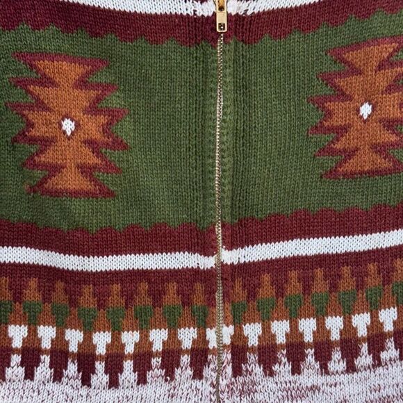 Grandpa Aztec Metal Zip up Sweater Medium Large - Picture 2 of 5